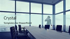  Presentation with media - Slide deck with executive conference room - facing new day mixed media background and a light blue colored foreground