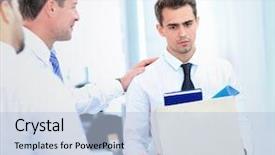  Presentation with memories temlate text box - Slides consisting of executive free - dismissed businessman carrying box background and a light blue colored foreground