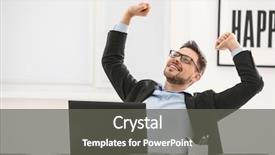  Presentation with office ergonomics - Presentation design featuring executive free - handsome businessman relaxing in office background and a dark gray colored foreground