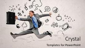  Presentation with executive - Cool new PPT layouts with executive free - image of jumping young businessman backdrop and a lemonade colored foreground