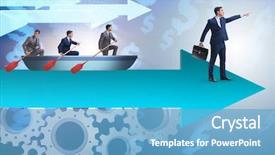  Presentation with executive - Cool new PPT layouts with executive leading meeting - leadership concept with various business backdrop and a teal colored foreground