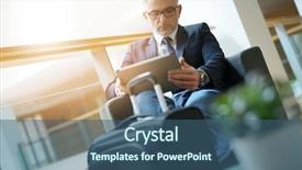  Presentation with smart connected environment - Cool new slides with executive lounge - businessman in airport waiting area backdrop and a ocean colored foreground