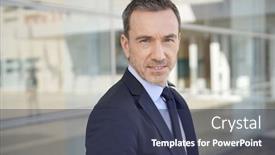  Presentation with executive - Slide deck having executive-man-going-to-attend background and a tawny brown colored foreground