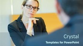  Presentation with job interview - Presentation theme enhanced with executive-man-having-an-interview background and a ocean colored foreground