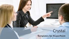  Presentation with young business people - Slide deck consisting of executive planning - group of young business people background and a light blue colored foreground