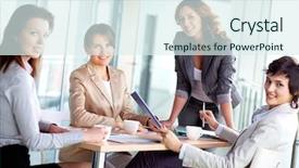  Presentation with successful - Presentation design consisting of executive planning - image of four successful businesswomen background and a sky blue colored foreground