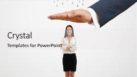  Presentation with executive - PPT theme having executive protection - big mans hand covering small background and a white colored foreground