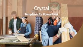  Presentation with piece of the pie - Slide deck featuring executive protection - carpenter with piece of wood background and a coral colored foreground