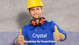  Presentation with wall - PPT layouts with executive protection - engineer with thumb up sign background and a cobalt blue colored foreground