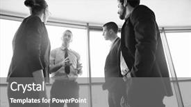  Presentation with group of happy couples - Cool new PPT theme with executive team - group of happy young business backdrop and a  colored foreground