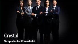  Presentation with five business people standing together and smiling - Audience pleasing presentation consisting of executive team - portrait of five business people backdrop and a black colored foreground