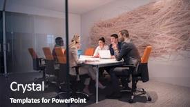  Presentation with group of people silhouettes walking - Cool new presentation with executive team - young business people group have backdrop and a  colored foreground