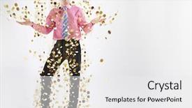  Presentation with white gold - Colorful slides enhanced with executive under shower of gold backdrop and a white colored foreground