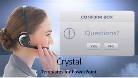  Presentation with customer service - Cool new PPT layouts with executive wearing headphones by dialog backdrop and a light blue colored foreground