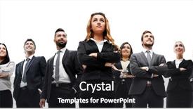  Presentation with successful - PPT theme featuring executive woman - happy successful business team isolated background and a dark gray colored foreground