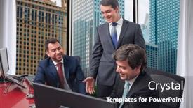  Presentation with new deal - Presentation design consisting of executives-happy-with-closing background and a dark gray colored foreground