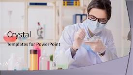  Presentation with beauty products - Beautiful PPT theme featuring exeprience biotechnologie cream - lab chemist checking beauty backdrop and a  colored foreground