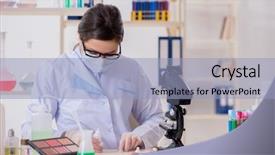  Presentation with beauty products - Slide deck consisting of exeprience biotechnologie cream - lab chemist checking beauty background and a  colored foreground