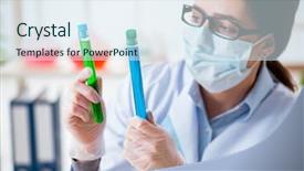  Presentation with beauty products - Slide deck featuring exeprience biotechnologie cream - lab chemist checking beauty background and a sky blue colored foreground