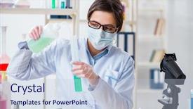  Presentation with beauty products - Slide deck having exeprience biotechnologie cream - lab chemist checking beauty background and a  colored foreground