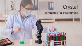  Presentation with beauty products - Slide set with exeprience biotechnologie cream - lab chemist checking beauty background and a  colored foreground