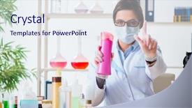  Presentation with beauty products - Theme with exeprience biotechnologie cream - lab chemist checking beauty background and a  colored foreground