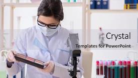  Presentation with beauty products - Beautiful presentation design featuring exeprience biotechnologie cream - lab chemist checking beauty backdrop and a  colored foreground