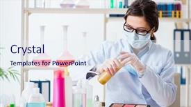  Presentation with beauty products - Amazing PPT theme having exeprience biotechnologie cream - lab chemist checking beauty backdrop and a  colored foreground