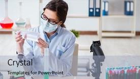  Presentation with beauty products - Slide deck consisting of exeprience biotechnologie cream - lab chemist checking beauty background and a light blue colored foreground