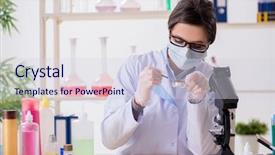  Presentation with beauty products - Beautiful theme featuring exeprience biotechnologie cream - lab chemist checking beauty backdrop and a  colored foreground