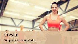  Presentation with teenage girl - Cool new slides with group exercise - fitness and diet concept backdrop and a lemonade colored foreground