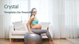  Presentation with healthy people - Presentation theme having exercise ball - pregnancy sport fitness people background and a sky blue colored foreground