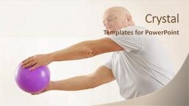  Presentation with training aspire man running - Beautiful PPT theme featuring exercise ball - senior man training in rehabilitation backdrop and a cream colored foreground