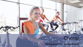  Presentation with exercise bike - Cool new slide deck with exercise bike in gym backdrop and a ocean colored foreground