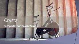  Presentation with exercise bike - Presentation consisting of exercise-bike-on-concrete-wall background and a gray colored foreground