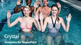  Presentation with exercise class - Audience pleasing presentation theme consisting of exercise bikes in swimming pool backdrop and a  colored foreground