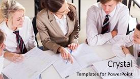  Presentation with high school students - Amazing PPT layouts having exercise book - high school teacher tutoring group backdrop and a sky blue colored foreground