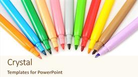  Presentation with soft white flower - Audience pleasing slides consisting of exercise book - soft-tip pen isolated backdrop and a  colored foreground