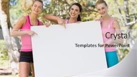  Presentation with volunteer - Presentation theme consisting of exercise cancer - group of volunteer holding background and a white colored foreground