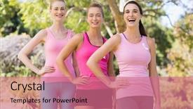  Presentation with volunteer - Cool new PPT layouts with exercise cancer - portrait of young volunteer women backdrop and a coral colored foreground