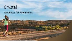  Presentation with cardio - Beautiful presentation featuring exercise cardio training girl trail backdrop and a light blue colored foreground