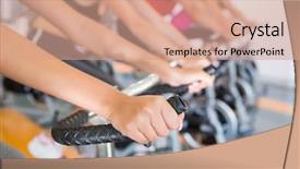  Presentation with exercise class - Colorful slide set enhanced with billboard in underground hall for your copyspace backdrop and a soft green colored foreground