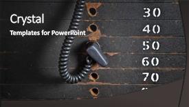  Presentation with weight - Colorful PPT layouts enhanced with exercise equipment - old rusty weight stack backdrop and a dark gray colored foreground