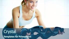  Presentation with training - Amazing PPT theme having exercise equipment - portrait of young female training backdrop and a ocean colored foreground