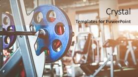  Presentation with gym - Amazing slide set having exercise equipment - rod with weights backdrop and a coral colored foreground