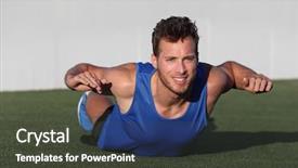  Presentation with strengthening - Colorful PPT theme enhanced with exercise fit man doing superman backdrop and a tawny brown colored foreground