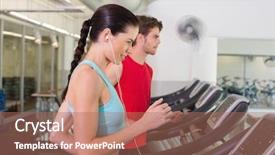  Presentation with running - Colorful PPT theme enhanced with exercise fitness - fit couple running together backdrop and a coral colored foreground