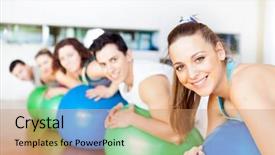  Presentation with pilates - PPT layouts having exercise fitness - group of people background and a  colored foreground