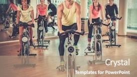  Presentation with aerobics - Presentation theme consisting of exercise fitness - multiracial group during aerobics class background and a coral colored foreground