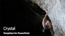  Presentation with rock climber - Audience pleasing PPT theme consisting of exercise free - young semi naked climber hanging backdrop and a black colored foreground